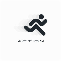 Running Man Logo Vector Icon Template. Abstract Black Vector Isolated Silhouette.