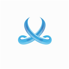 Crossed Two Sword Vector Icon Template. Blue Modern Crosswise Asian Weapon. Knight Swords Shape.