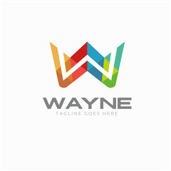 W Letter Logo Vector Icon Template. Triangle Logo Design. Colorful Logo W Letter Alphabet Awesome Element. 