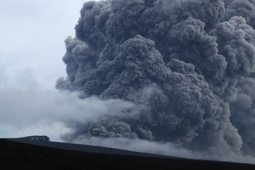 Iceland, View of lava erupting from Eyjafjallajokull