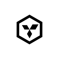 Hexagon classical blue geometric element, line design, illustration on white background