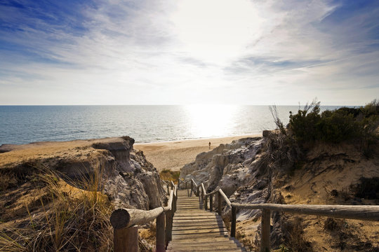 Spain, Andalusia, View of Playa de Mazagon beach