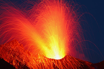 Italy, Stromboli volcano, eruptions