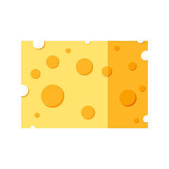 Cheese cube piece vector icon isolated on white background.