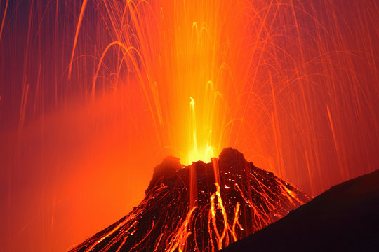 Italy, Stromboli volcano, eruptions