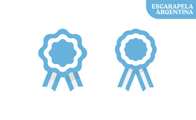 Argentina cockade. Badge with ribbons, rosette. argentinian flag colors. Vector illustration