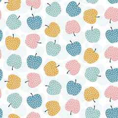 Apple seamless pattern design with cute dots in trendy colors