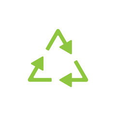 Green triangular eco recycle icons on white background