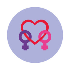 pride concept, gender symbols united with heart icon, block style