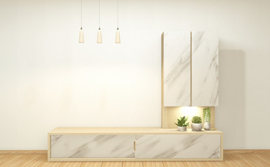 Cabinet granite in white empty interior room style, 3d rendering