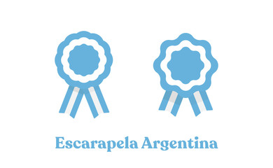 Argentina cockade. Badge with ribbons, rosette. argentinian flag colors. Vector illustration