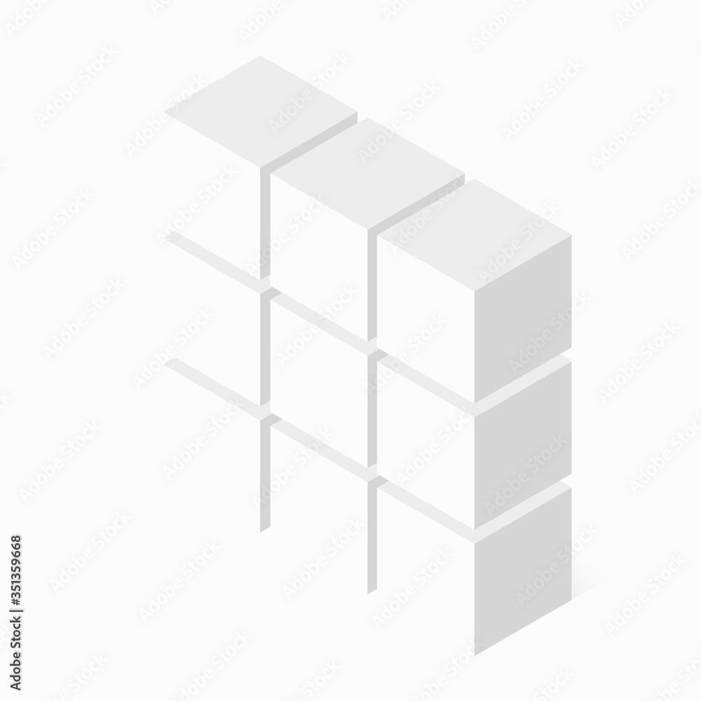 Wall mural isometric vector cubes wall with the shadow