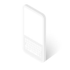 White smartphone with the shadow and keypad