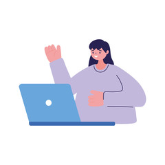 Fototapeta na wymiar Woman with laptop chatting vector design