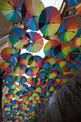 Fototapeta premium Ceiling formed by colored umbrellas that give a wonderful shade