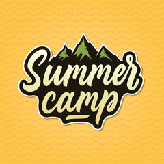 Summer camp badge, sticker, logo.Vector illustration.