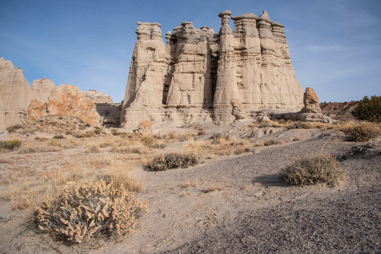 Sandstone sculptures (hoodoos) at Plaza Blanca (the White Place) in the Rio Chama hills, New Mexico, United States of America, North America