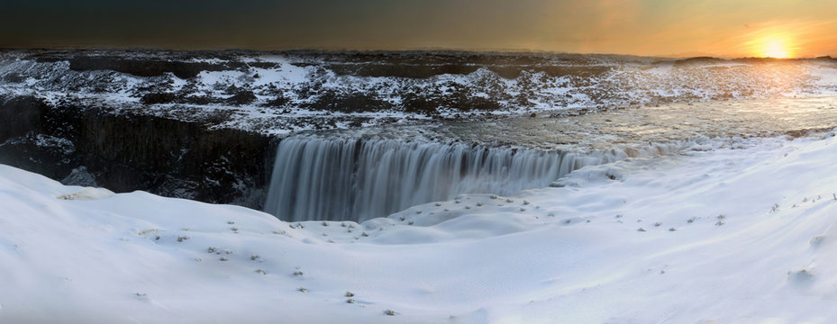 Panorama image of Detifoss, Iceland, Polar Regions