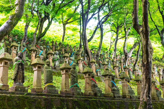 Low angle view of Soto Chokeiji Temple of 500 jizo Buddhist statues