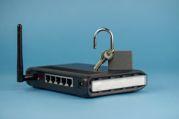 the router and lock, concept of security of wireless networks
