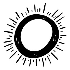 Cute kawaii abstract sunshine childish design elements. Digital doodle outline art. Print for fabrics, wrapping paper, textiles, clothing, cards, banners, posters, books