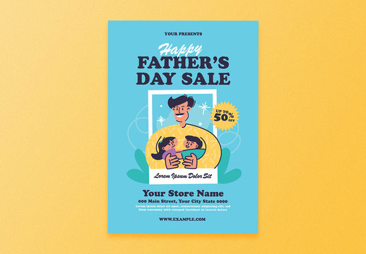 Happy Fathers Day Sale Flyer Layout