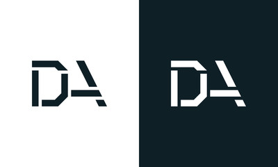 Minimal abstract initial letter DA logo.