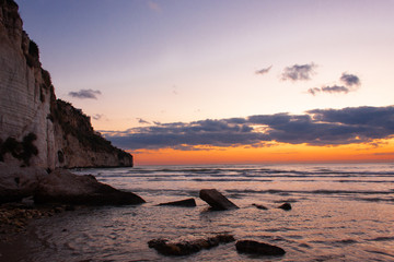 Vieste, sunrise over the Adriatic sea,