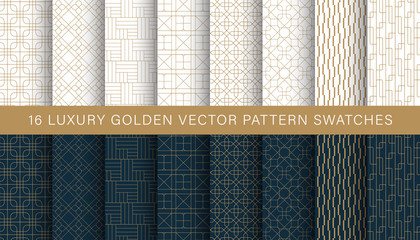 Luxury geometric golden vector pattern swatches