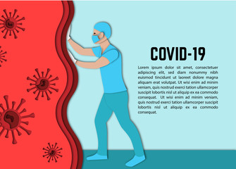 Virus Covid Doctor Papercut art