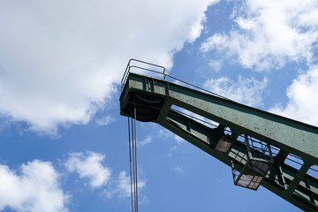 Crane in an industrial port on the Danube in Bavaria photographed in spring