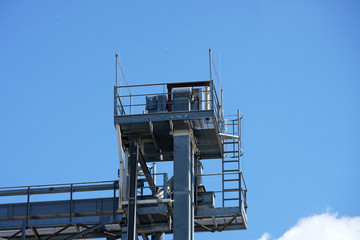 Crane in an industrial port on the Danube in Bavaria photographed in spring