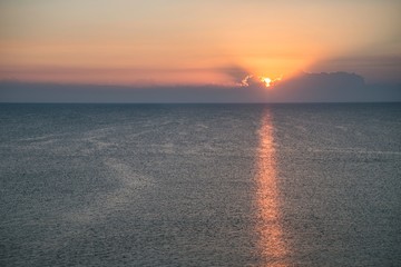 Beautiful sea view with clouds and sun