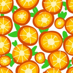 Bright summer background. Orange seamless pattern. Orange circles. Fruits..