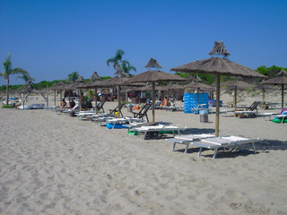 Fototapeta na wymiar Bathing establishments on the beaches of Basilicata 