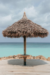 Palapa/Umbrellas  on the beautiful empty beaches of Aruba