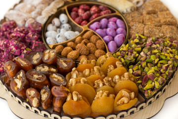 Colorful and various candies, Turkish delight fruit candies in Turkey