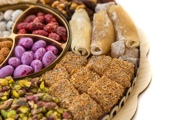 Colorful and various candies, Turkish delight fruit candies in Turkey