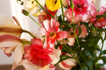 beautiful macro shot of flowers bouquet close up
