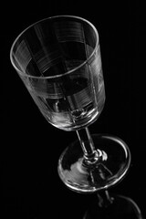 Transparent glasses on black backdrop