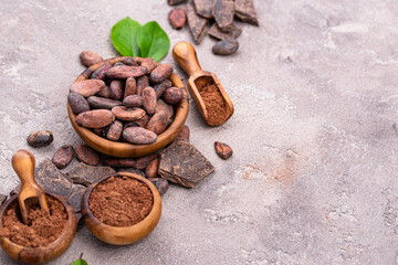 Natural cocoa powder, cocoa beans and chocolate