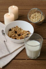 healthy breakfast cereal with milk