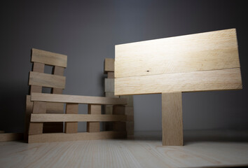 Building with wooden parts. Close-up on white background. Studio