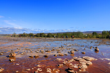 Famous Geysir area in Iceland, Europe