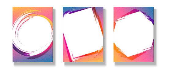 Banner poster flyer graphic frame on a bright gradient background Set Modern youth concept ads music party sale Trendy colorful gradient background Poster flyer cover summer color youth theme Vector