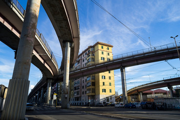 Rome, Italy: urban highway cross the densely populated neighborhoods of eastern Rome