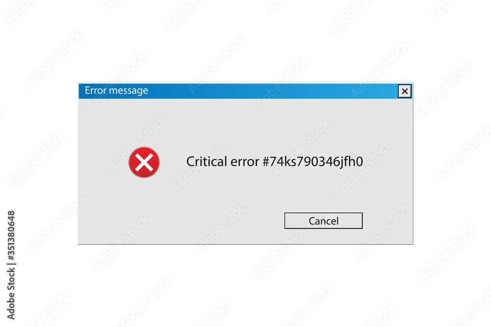 Poster operating system error warning. interface on a white background.