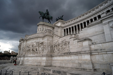 Rome, Italy: The Altar of the Fatherland and the statue of king Victor Emmanuel