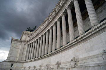 Rome, Italy: the columns of Altar of the Fatherland before a storm