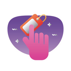 tag hanging with hand mouse degraded style